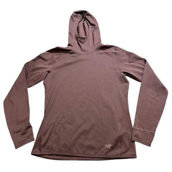 Arcteryx Motus AR Pull Over Hoody Womens M Plum Purple Outdoor Running Thermal - Picture 1 of 9